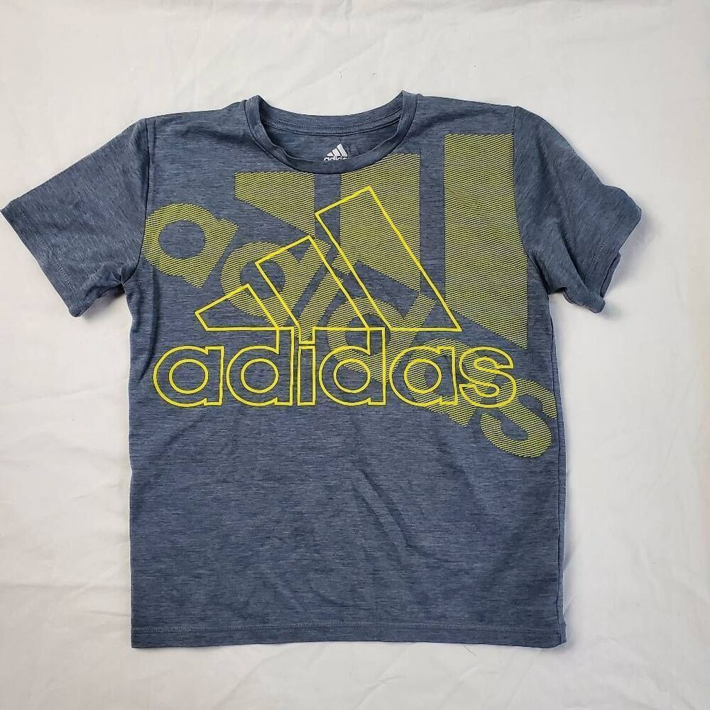 Adidas Gray Neon Logo Tee Youth Size S 8